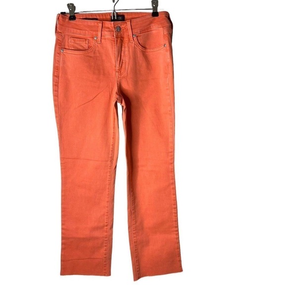 NYDJ Sz 0 Marilyn Ankle Straight Jeans Lift Tuck Technology Stretch Coral NEW - Picture 4 of 16